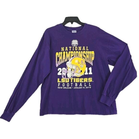 Gildan Other - LSU TIGERS New Orleans 2012 NATIONAL CHAMPIONS 2011 Purple T-Shirt Long Sleeve